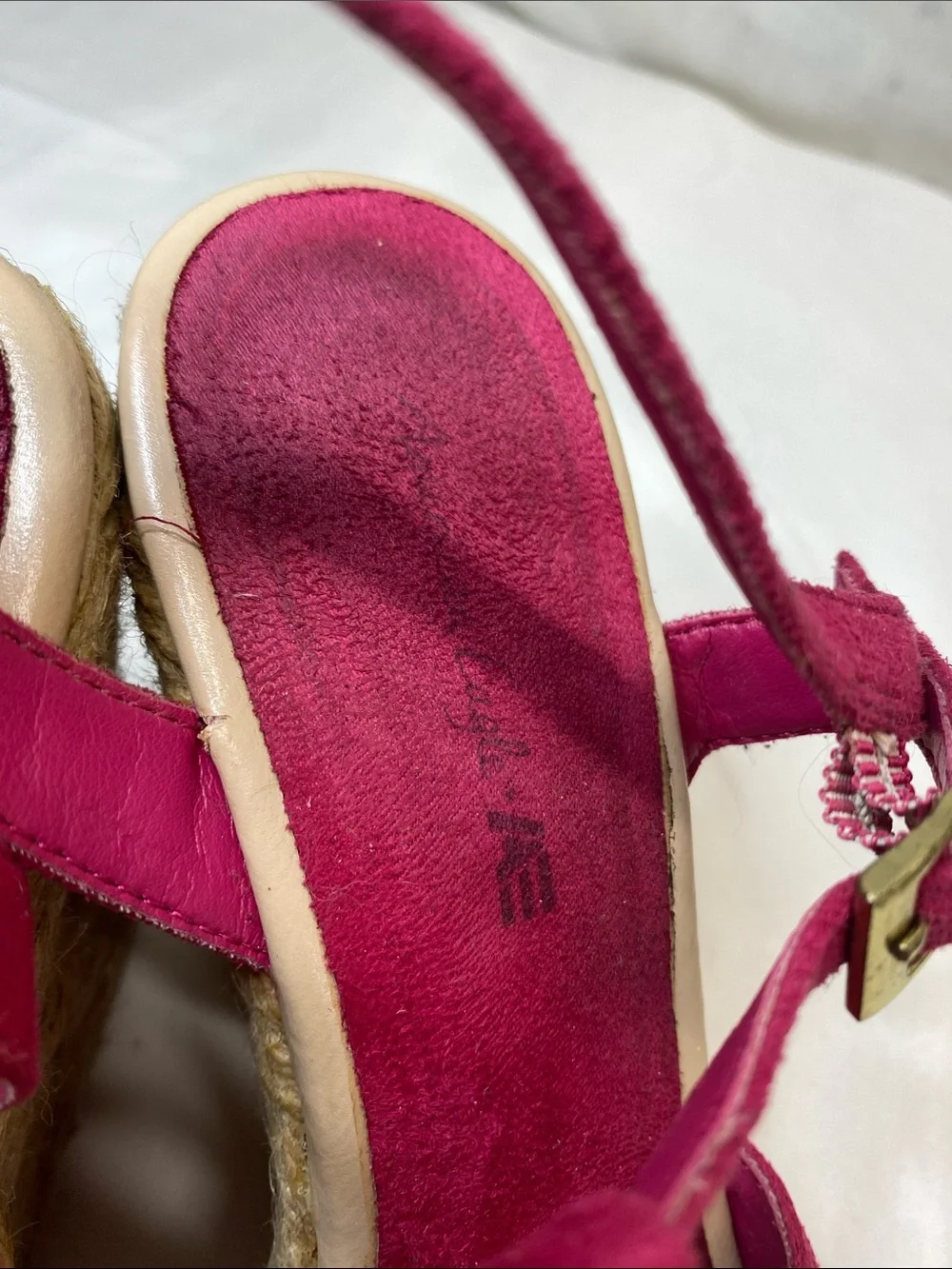 American Eagle Outfitters Fuchsia Suede Espadrille Wedges